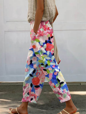wide-leg pants in pink featuring pocketed and loose fit