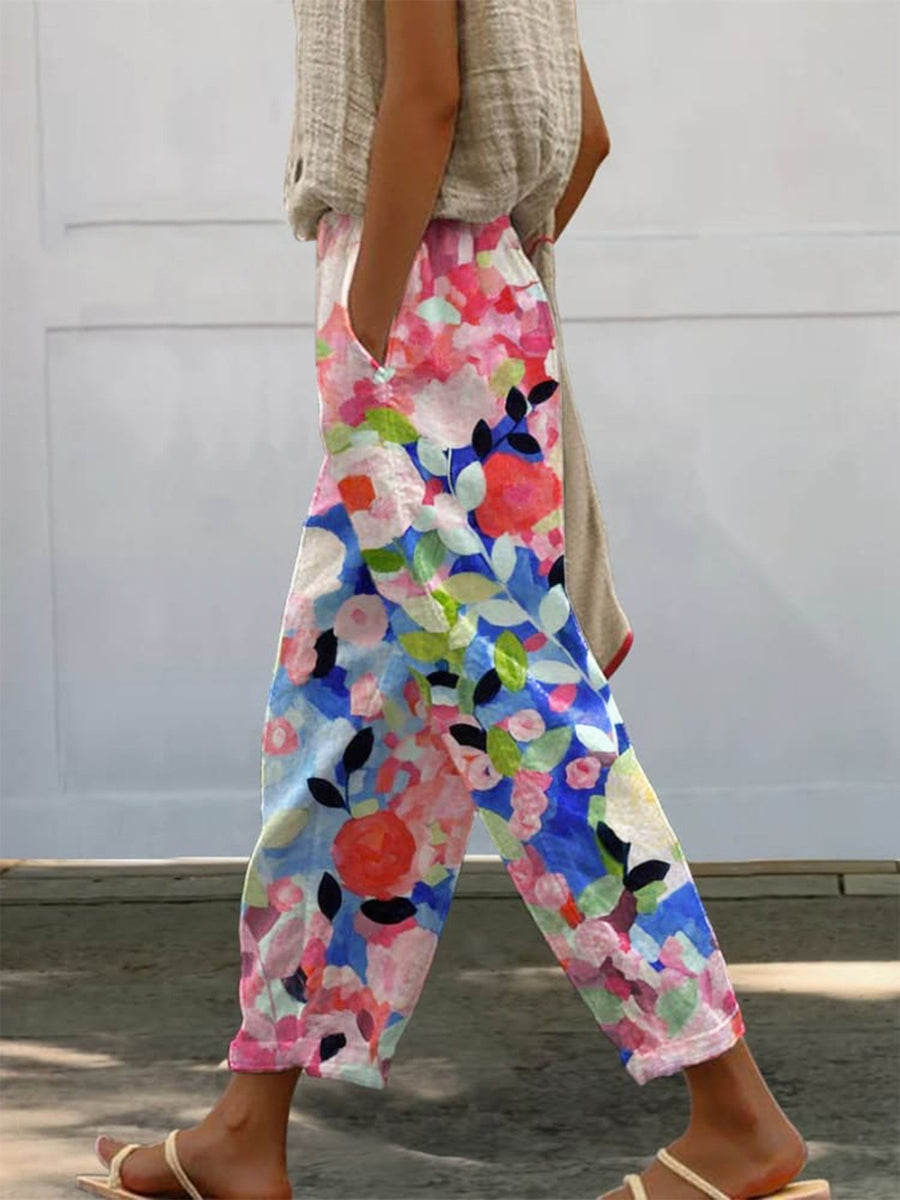 wide-leg pants in pink featuring pocketed and loose fit