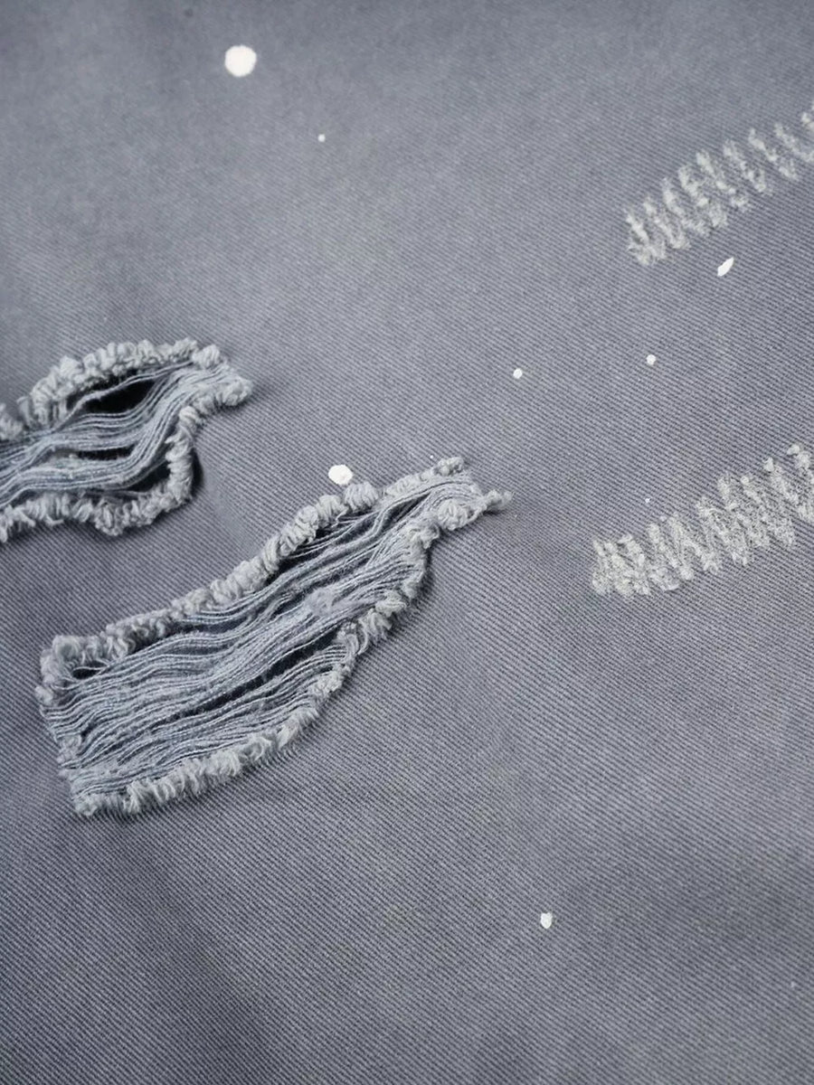 Men's Distressed Wide-leg Denim Capris option 5
