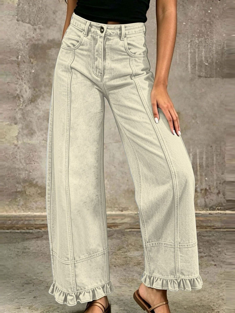 85% cotton, 15% polyester Care instructions: Machine wash cold jeans in light blue with flared silhouette