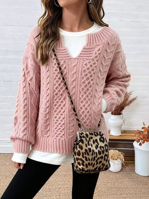Off-white relaxed pullover sweater with v-neck