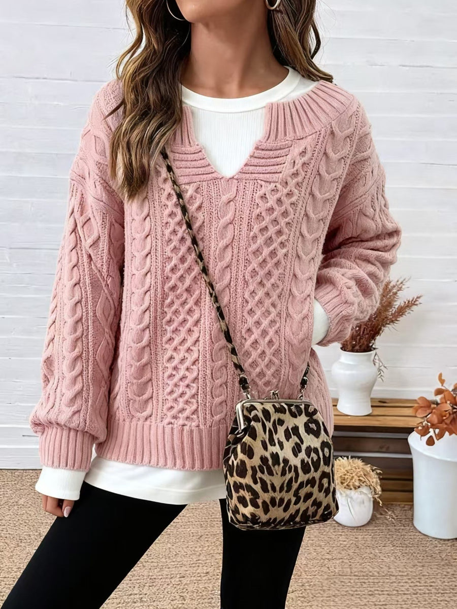 Off-white relaxed pullover sweater with v-neck