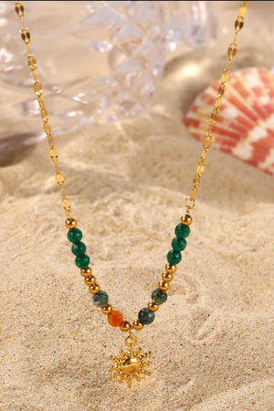 18K Gold-Plated, Stainless Steel Care instructions: Avoid wearing during exercis necklace in emerald green with straight