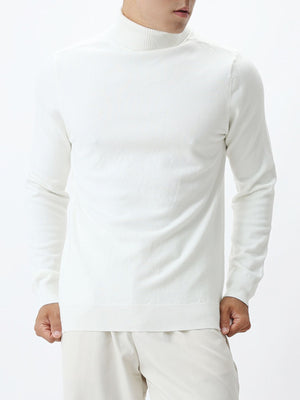 Men's Plus Size Slim-Fit Ribbed Turtleneck Sweater in Dark Blue with thermal