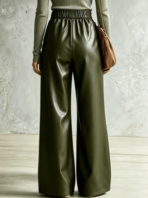 100% polyester Care instructions: Machine wash cold wide-leg pants in Brown with flared silhouette