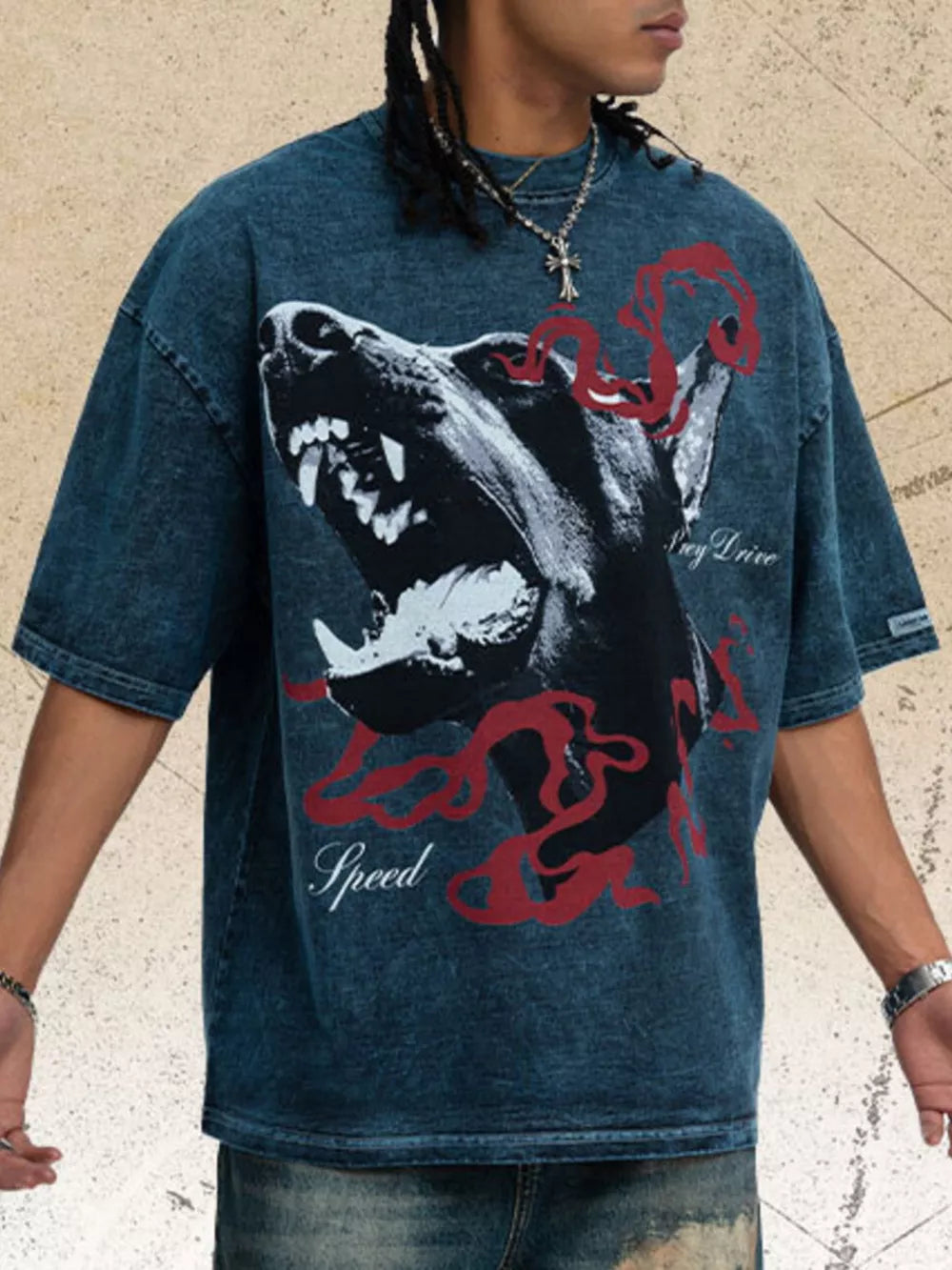 Men's Vintage Wash Graphic T-shirt in Dark Gray