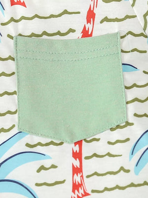 Light Green with Children's Palm Tree Print T-shirt And Shorts Set