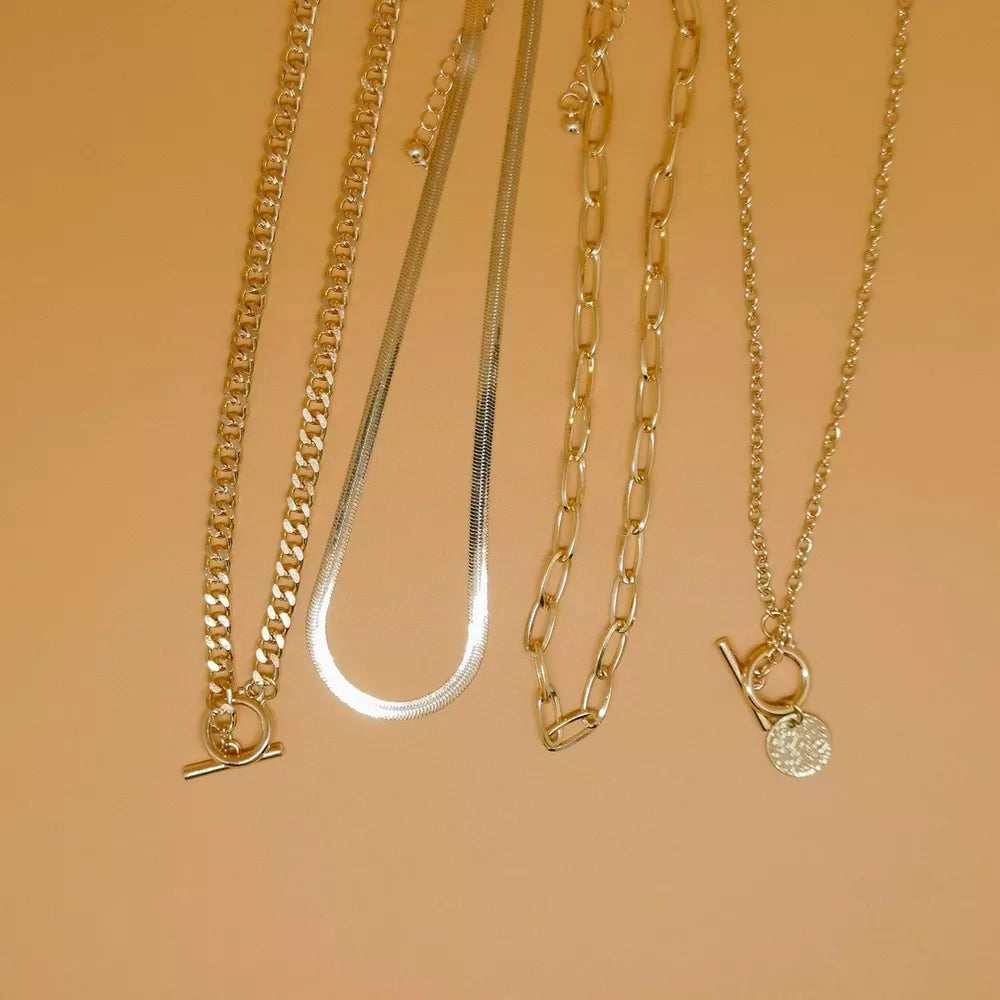 Gold with 4-piece Layered Coin Pendant 18k Gold-plated Necklace
