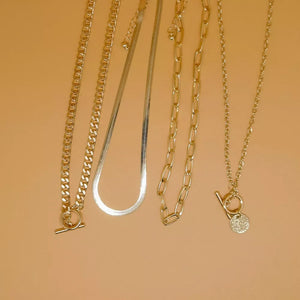 Gold with 4-piece Layered Coin Pendant 18k Gold-plated Necklace