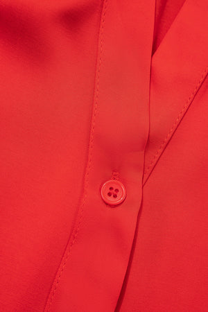 red relaxed blouse with v-neck