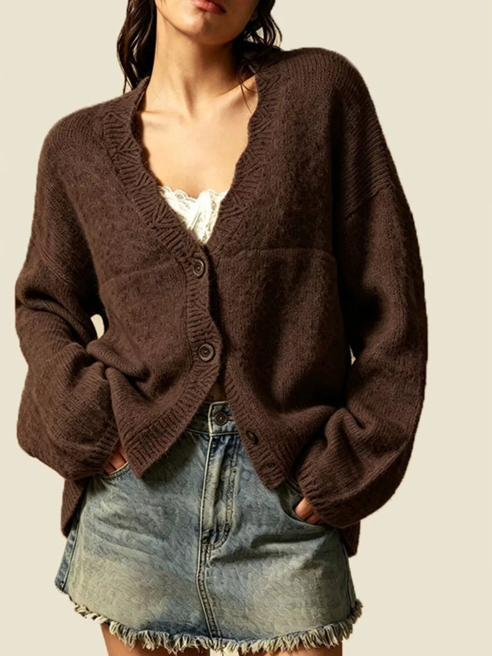 Dust Storm cardigan with buttoned and long sleeve