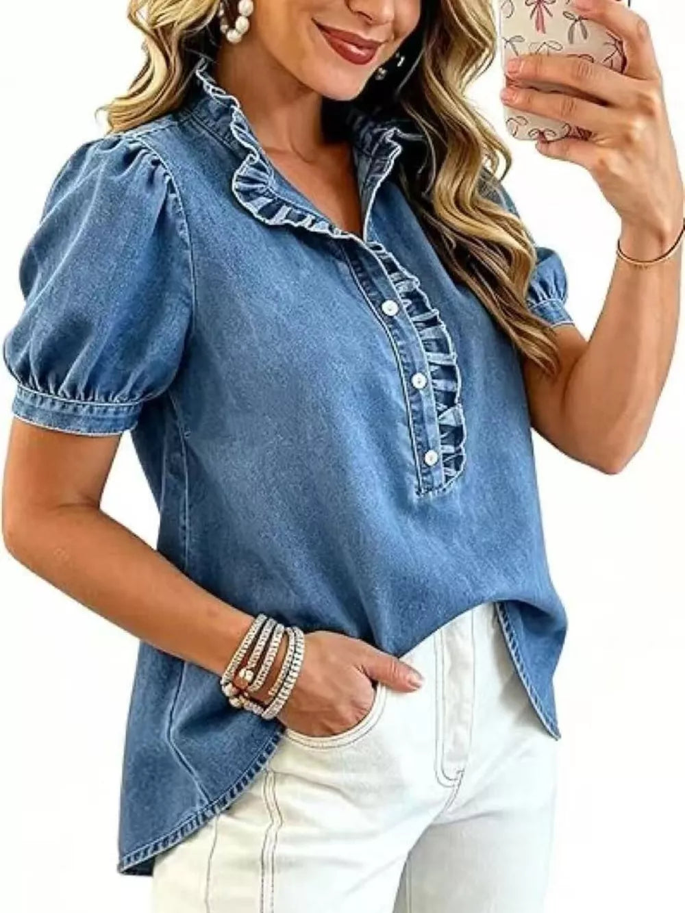 Medium regular blouse with collared