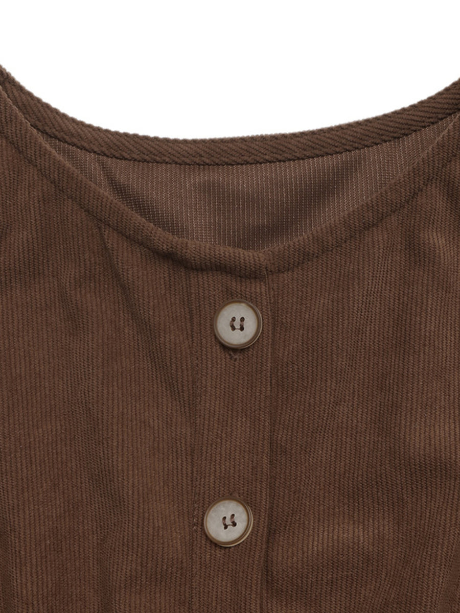 classic maxi dress in Coffee Brown with round neck