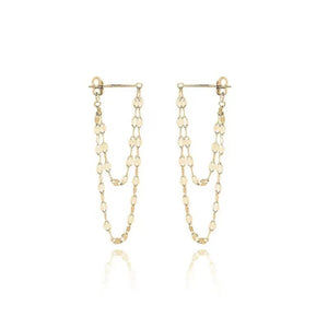 Gold dangling earrings with not applicable