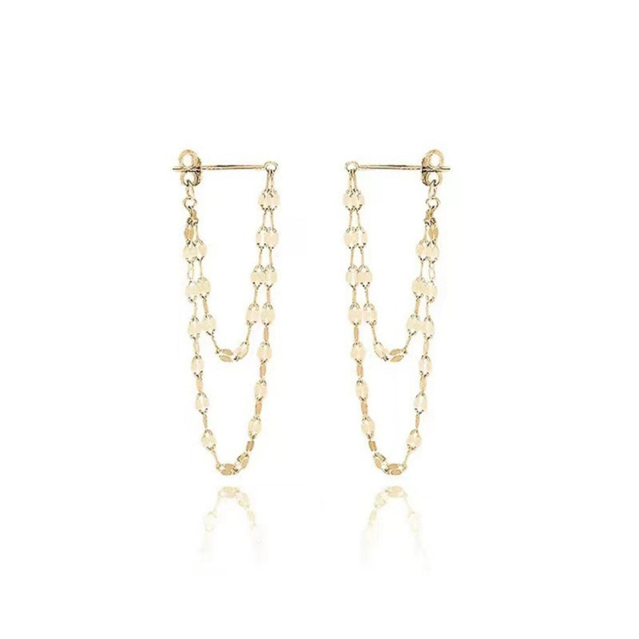 Gold dangling earrings with not applicable