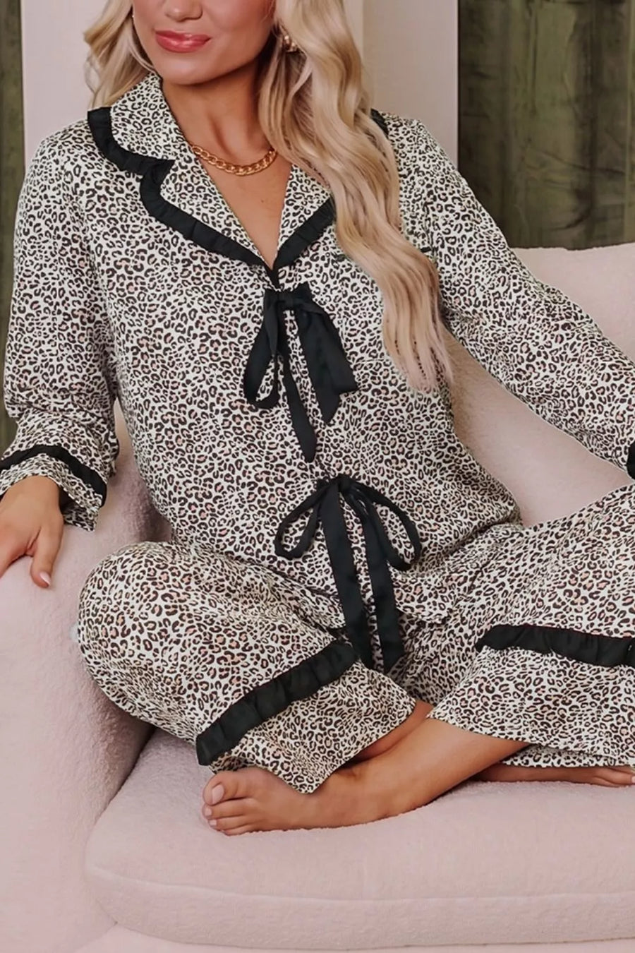100% viscose Care instructions: Machine wash cold pajama set in Coffee Brown with relaxed silhouette