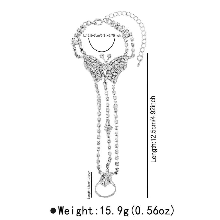 silver hand chain bracelet with full-length and hook-and-eye