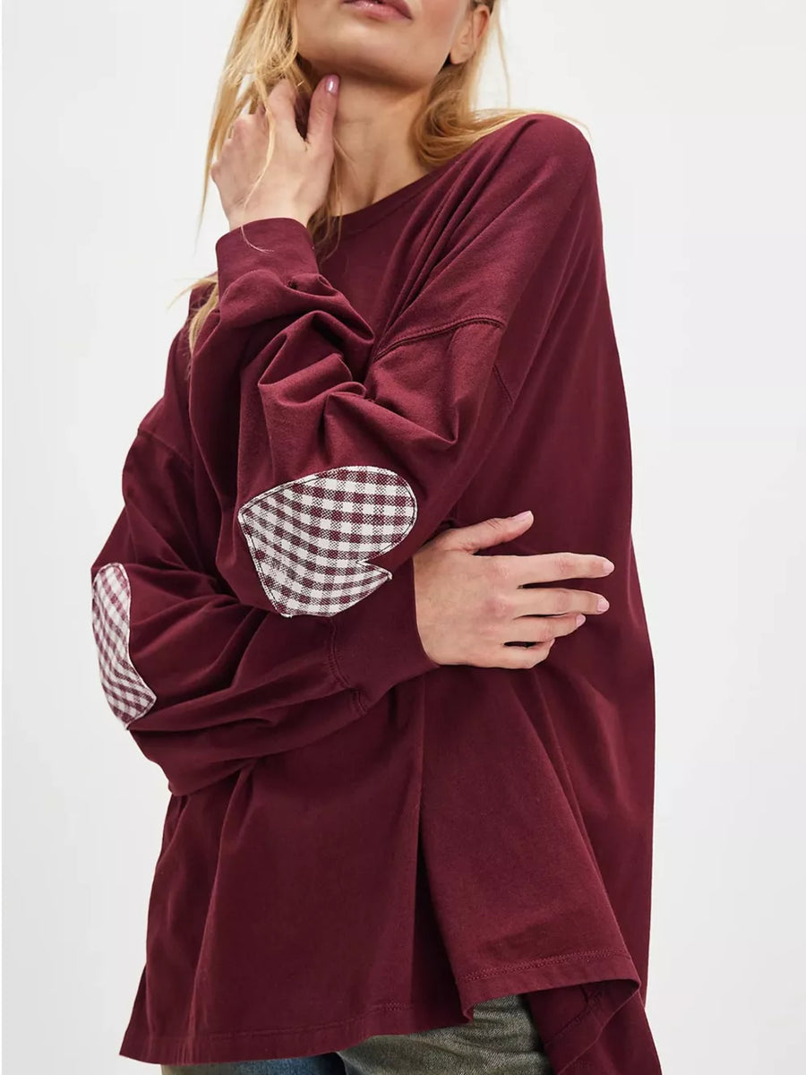 Green Heart Patch Long Sleeve Sweatshirt