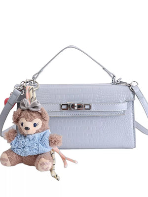 Pink with Croc-embossed Pu Leather Crossbody Bag