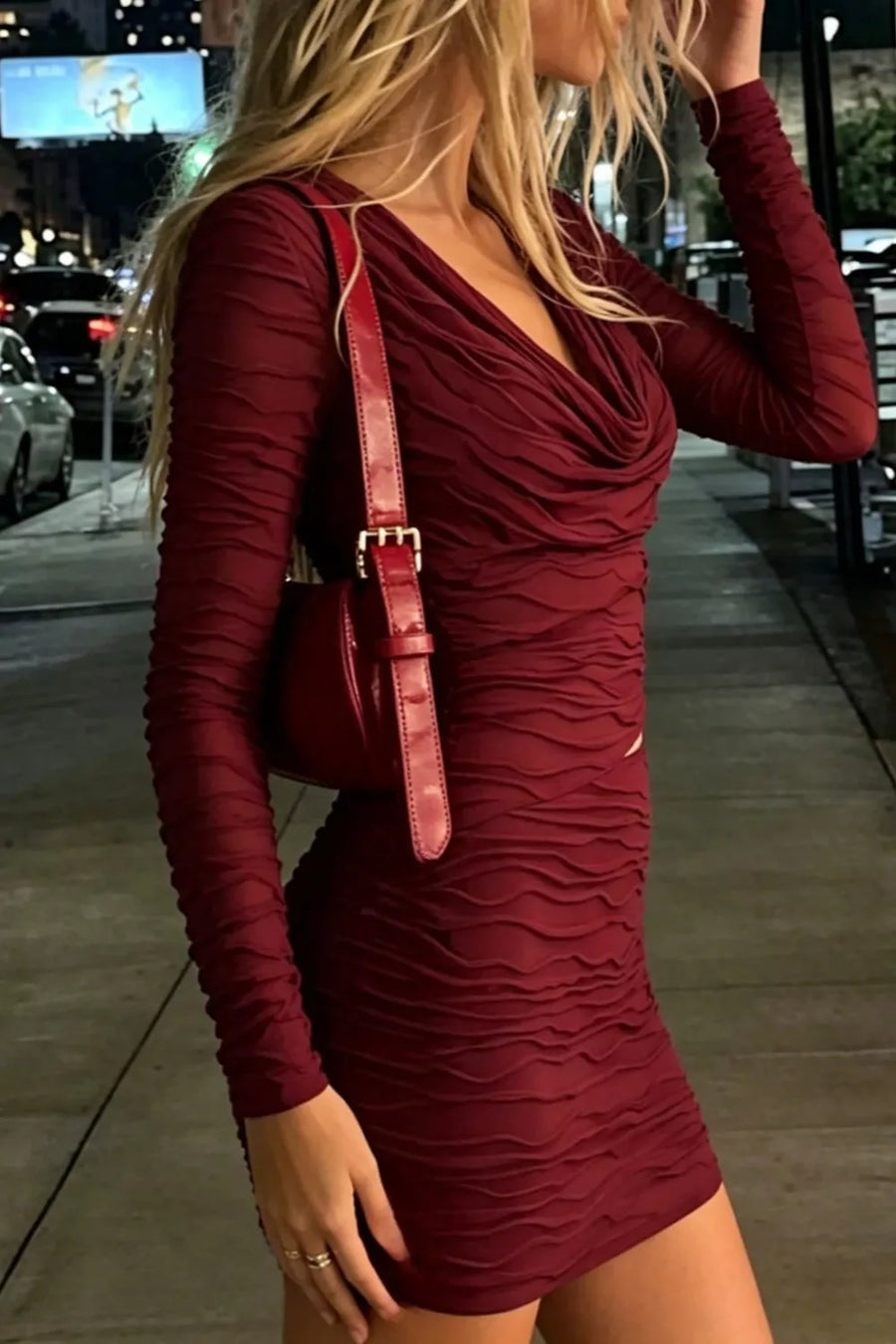 Ruched Cutout Cowl Neck Mini Dress option 3
