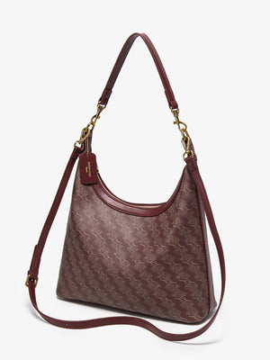 handbag in Wine Red with geometric and adjustable strap
