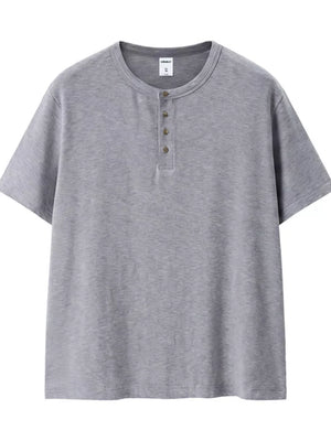 Men's Short Sleeve Henley T-shirt in Black