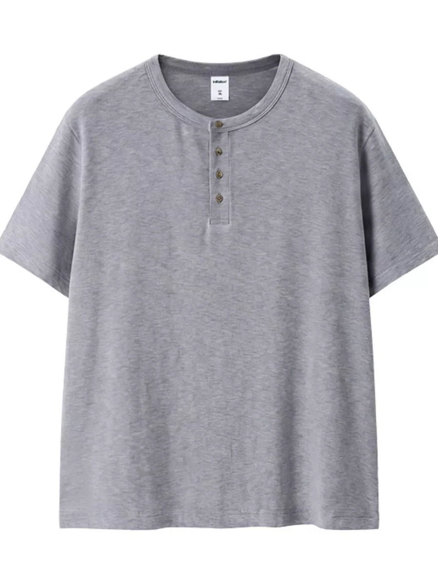 Men's Short Sleeve Henley T-shirt in Black