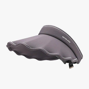 Dark Gray scalloped brim sun visor with white trim and adjustable strap