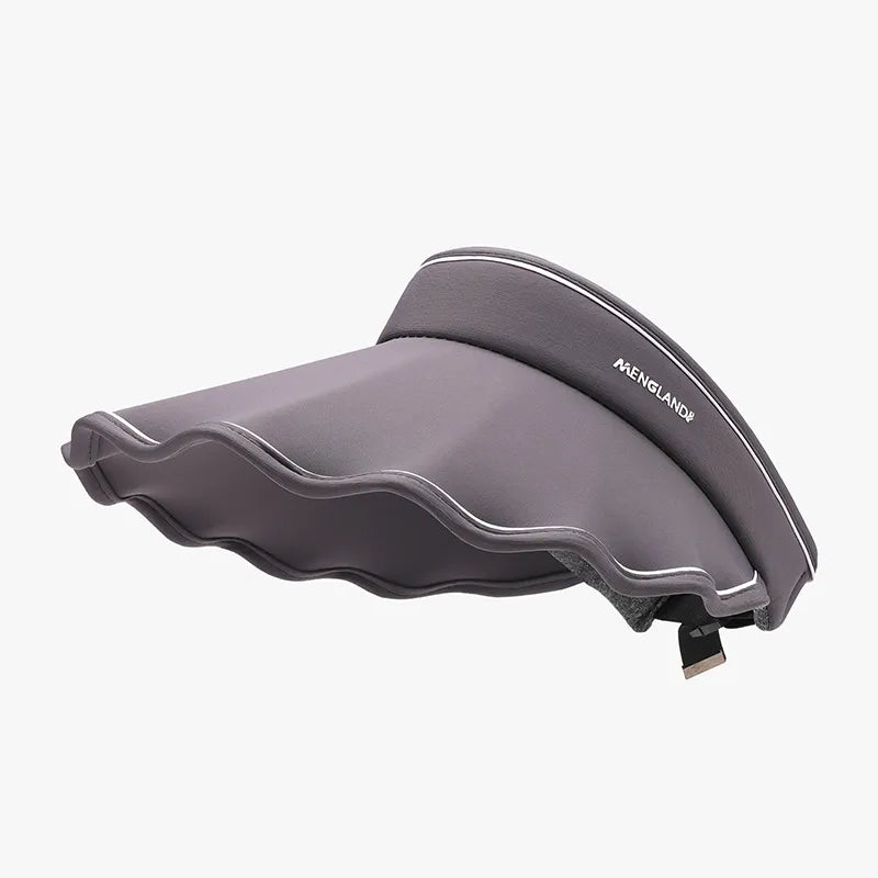 Dark Gray scalloped brim sun visor with white trim and adjustable strap