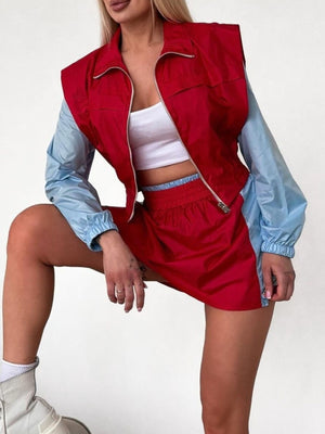 Orange set with two-piece and long sleeve
