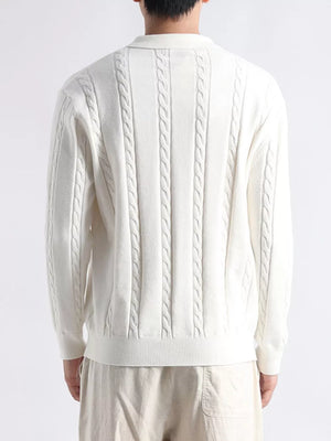 Royal Blue pullover sweater featuring cable-knit and cable knit