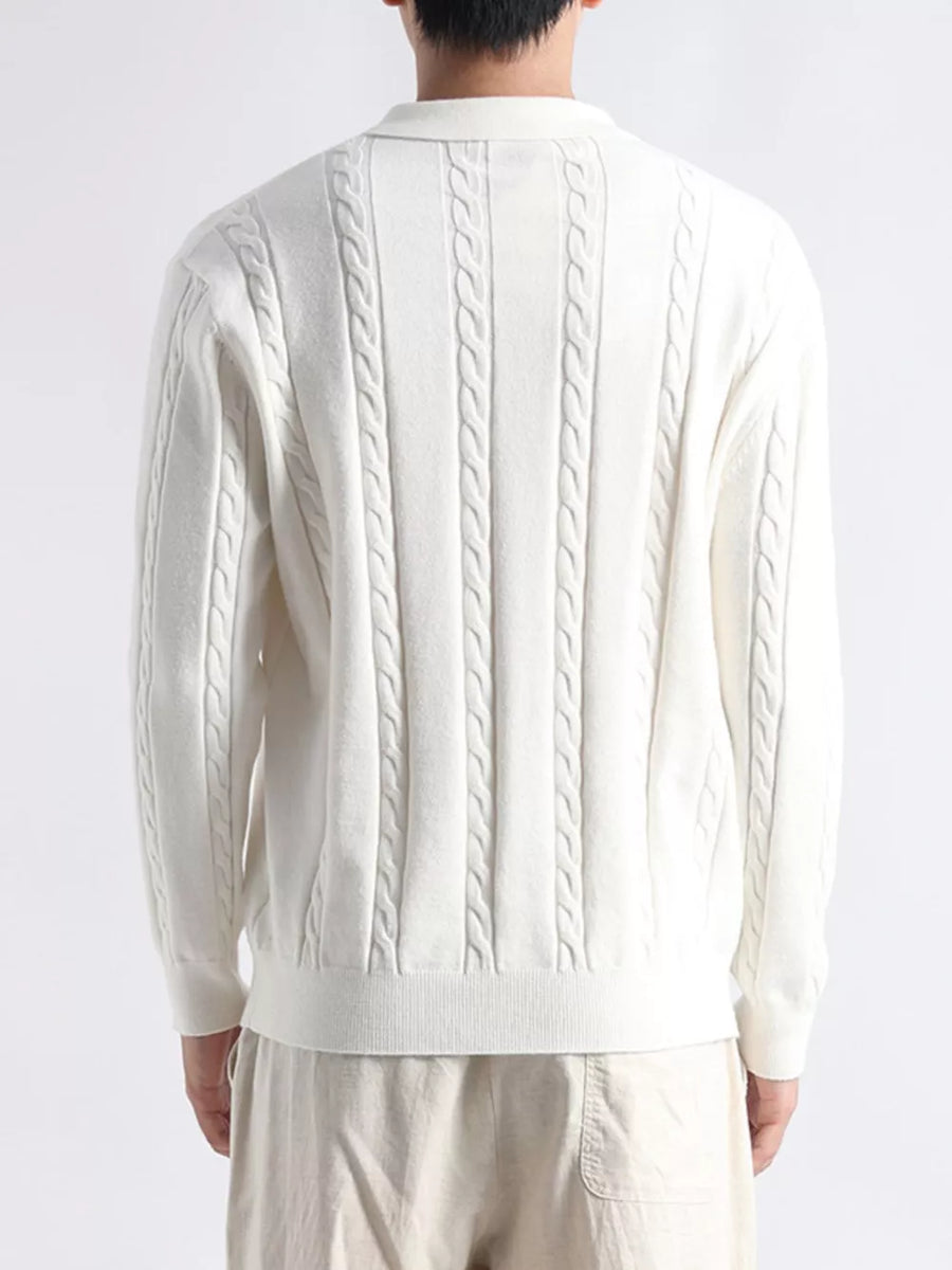 Royal Blue pullover sweater featuring cable-knit and cable knit