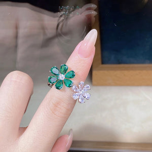 ring in Dark Green with floral and adjustable