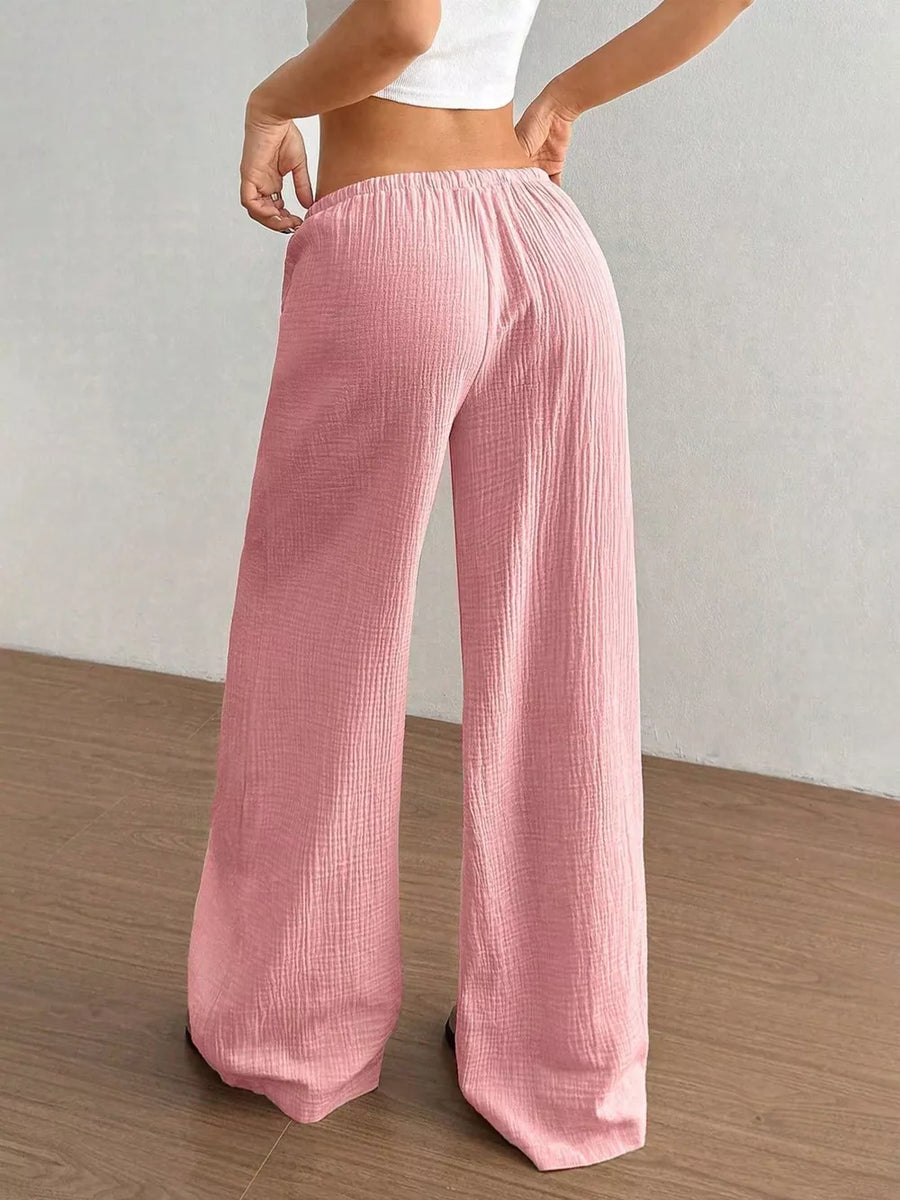 Wide-leg Drawstring Cotton Pants, view 18