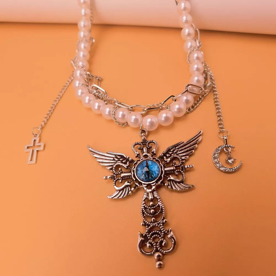 necklace in silver with double layered and choker