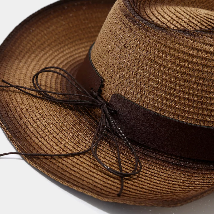straw weaving Imported Size &amp hat in Caramel with structured silhouette