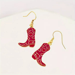 earrings featuring cow print in Red with 18K Gold-Plated, Alloy, Resin Care instructions: Avoid wearing during exercise