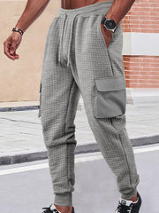 Dark Gray Men's Textured Cargo Joggers Plus Size