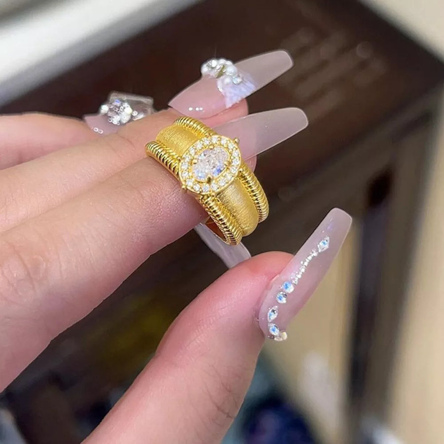 ring in Pastel Yellow with textured and adjustable