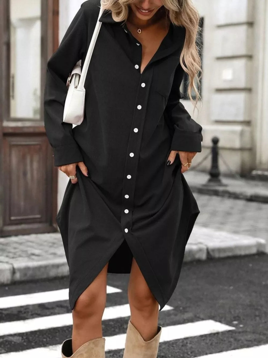 shirt dress featuring ribbed in Cream with 100% polyester Care instructions: Machine wash cold texture