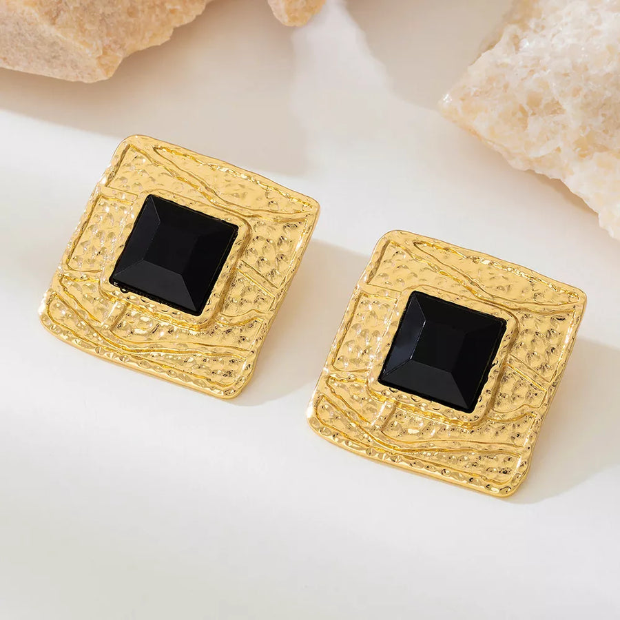 18k Gold-plated Square Earrings in gold with square shape
