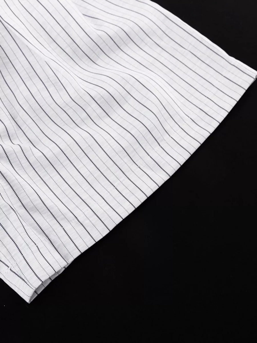 Pinstripe Cropped Blazer And Pleated Shorts Set in Light Gray, view 16