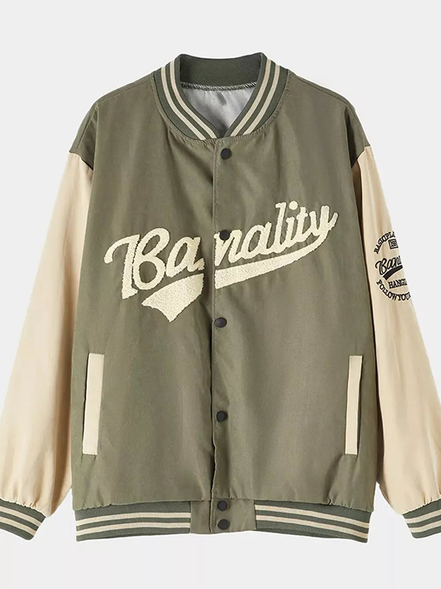 Contrast Baseball Jacket With Embroidered Lettering option 7
