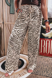 ivory wide-leg pants with ankle-length and drawstring
