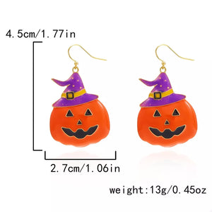 earrings in purple with dangle and short