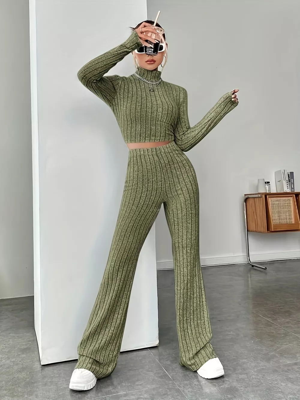 Gray Two-Piece Sweater Sets