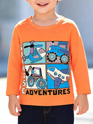 orange t-shirt with graphic-print and crew neck