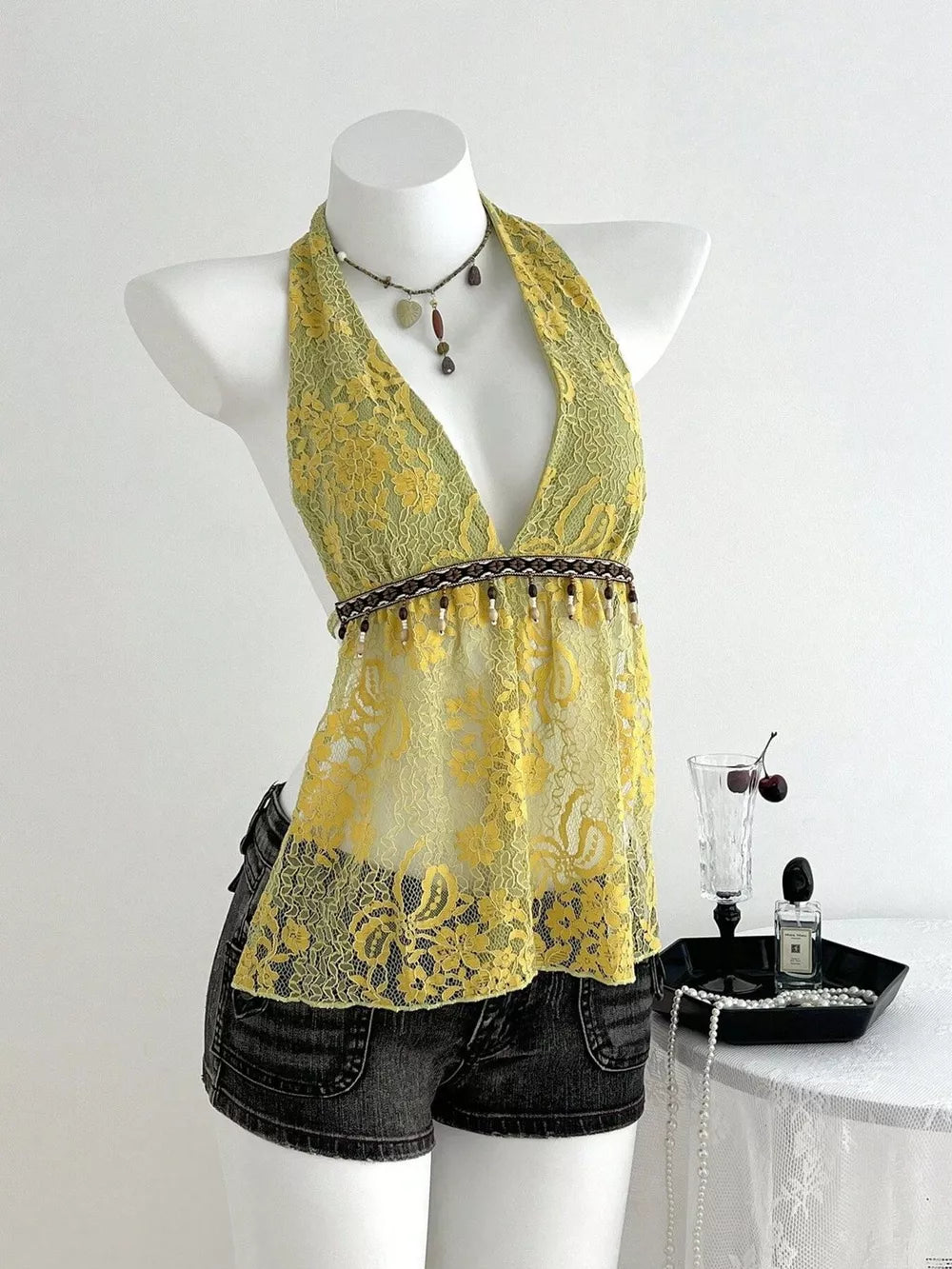 Lace Halter Neck Cami