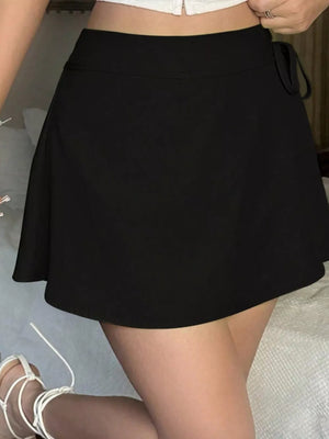 Black with Tie Detail Mini Skort