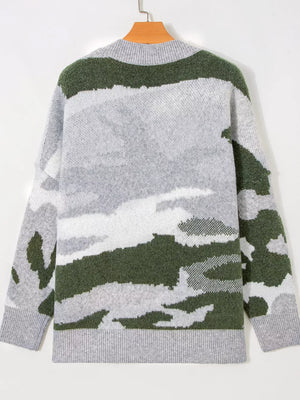 Dark Green cardigan with hip-length and button-front